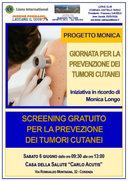 PROGETTO MONICA: Giornata di prevenzione contro i tumori cutanei